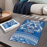 Toa Samoa Rugby Custom Puzzle Uso aso uma Samoan Pattern Blue - Polynesian Pride