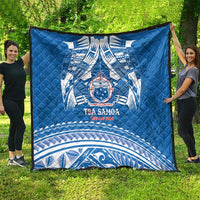 Toa Samoa Rugby Custom Quilt Uso aso uma Samoan Pattern Blue LT14 - Polynesian Pride