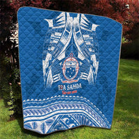 Toa Samoa Rugby Custom Quilt Uso aso uma Samoan Pattern Blue LT14 - Polynesian Pride