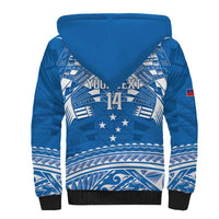 Toa Samoa Rugby Custom Sherpa Hoodie Uso aso uma Samoan Pattern Blue - Polynesian Pride