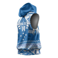Toa Samoa Rugby Custom Sleeveless Hoodie Uso aso uma Samoan Pattern Blue - Polynesian Pride