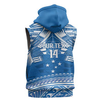 Toa Samoa Rugby Custom Sleeveless Zip Hoodie Uso aso uma Samoan Pattern Blue - Polynesian Pride