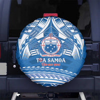 Toa Samoa Rugby Custom Spare Tire Cover Uso aso uma Samoan Pattern Blue LT14 No hole Blue - Polynesian Pride