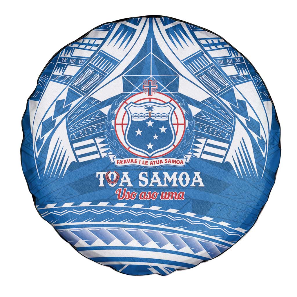 Toa Samoa Rugby Custom Spare Tire Cover Uso aso uma Samoan Pattern Blue LT14 - Polynesian Pride