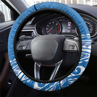 Toa Samoa Rugby Custom Steering Wheel Cover Uso aso uma Samoan Pattern Blue - Polynesian Pride