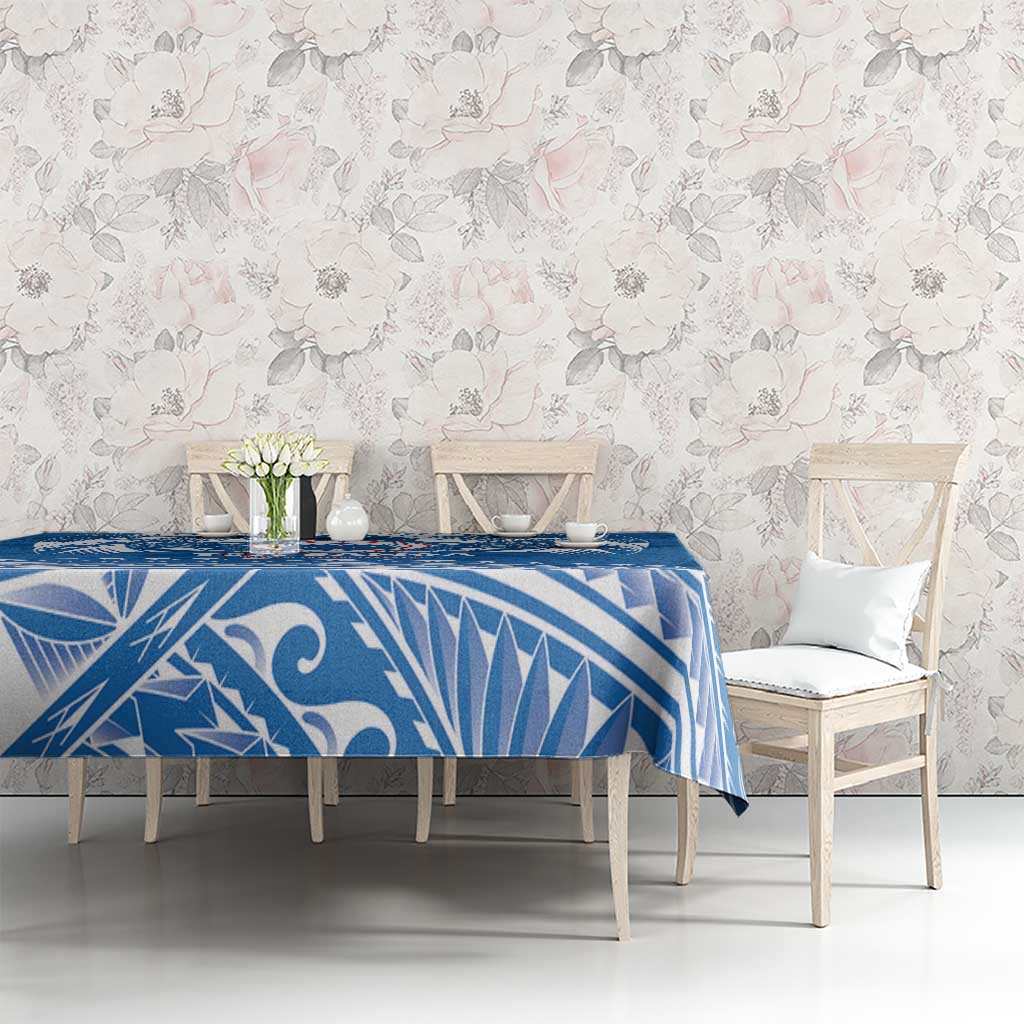 Toa Samoa Rugby Custom Tablecloth Uso aso uma Samoan Pattern Blue LT14 - Polynesian Pride