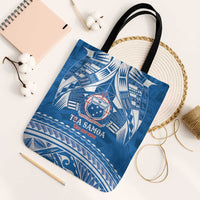 Toa Samoa Rugby Custom Tote Bag Uso aso uma Samoan Pattern Blue - Polynesian Pride