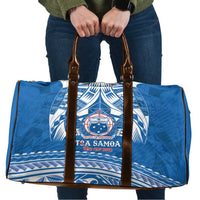 Toa Samoa Rugby Custom Travel Bag Uso aso uma Samoan Pattern Blue - Polynesian Pride