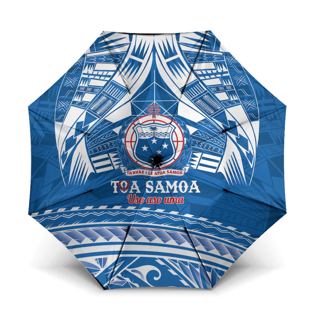 Toa Samoa Rugby Custom Umbrella Uso aso uma Samoan Pattern Blue - Polynesian Pride