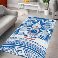 Toa Samoa Rugby Custom Area Rug Uso aso uma Samoan Pattern White - Polynesian Pride