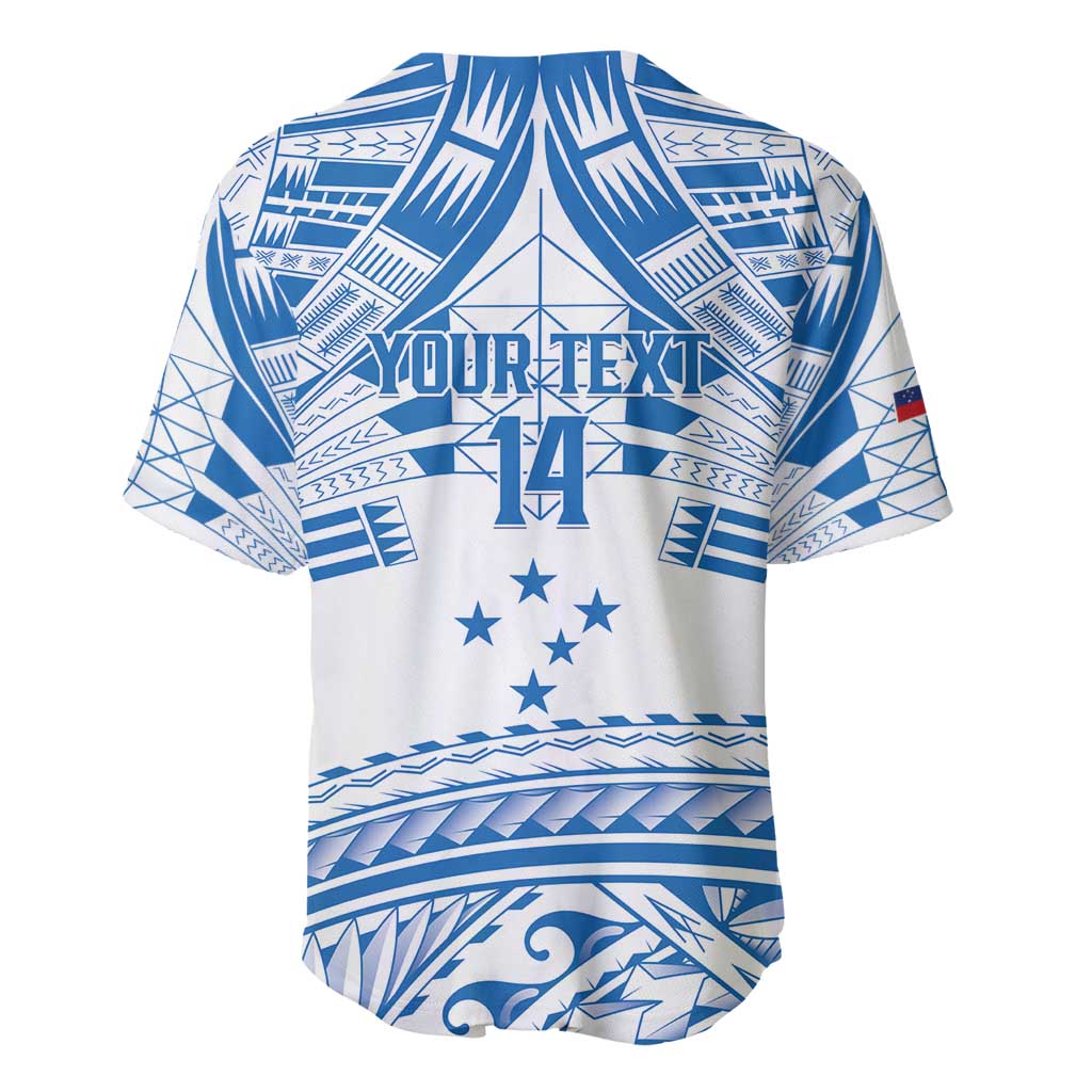 Toa Samoa Rugby Custom Baseball Jersey Uso aso uma Samoan Pattern White LT14 - Polynesian Pride