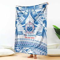 Toa Samoa Rugby Custom Blanket Uso aso uma Samoan Pattern White LT14 - Polynesian Pride