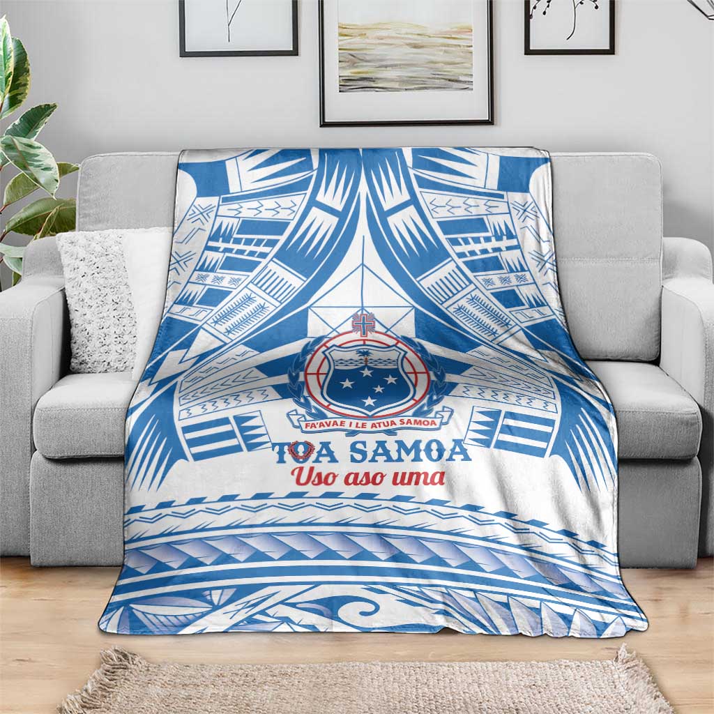 Toa Samoa Rugby Custom Blanket Uso aso uma Samoan Pattern White LT14 - Polynesian Pride