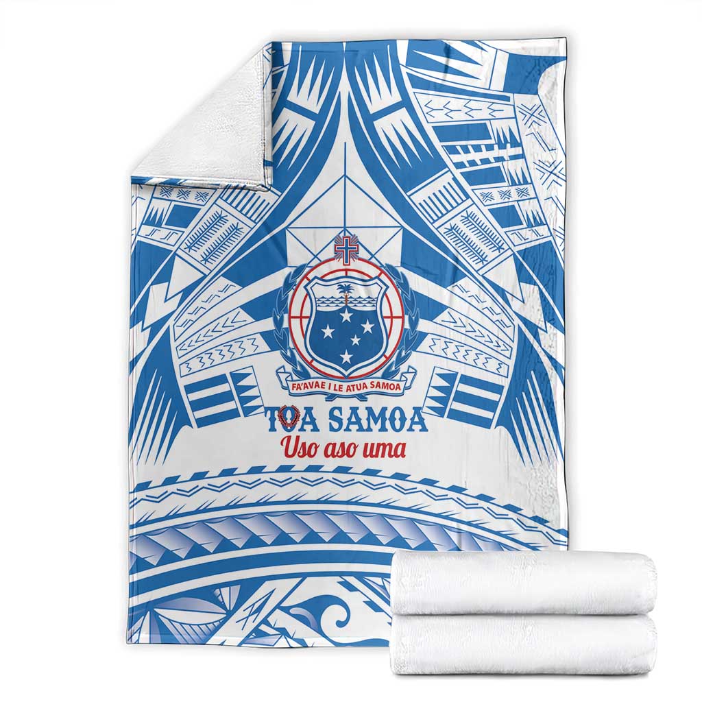 Toa Samoa Rugby Custom Blanket Uso aso uma Samoan Pattern White LT14 - Polynesian Pride