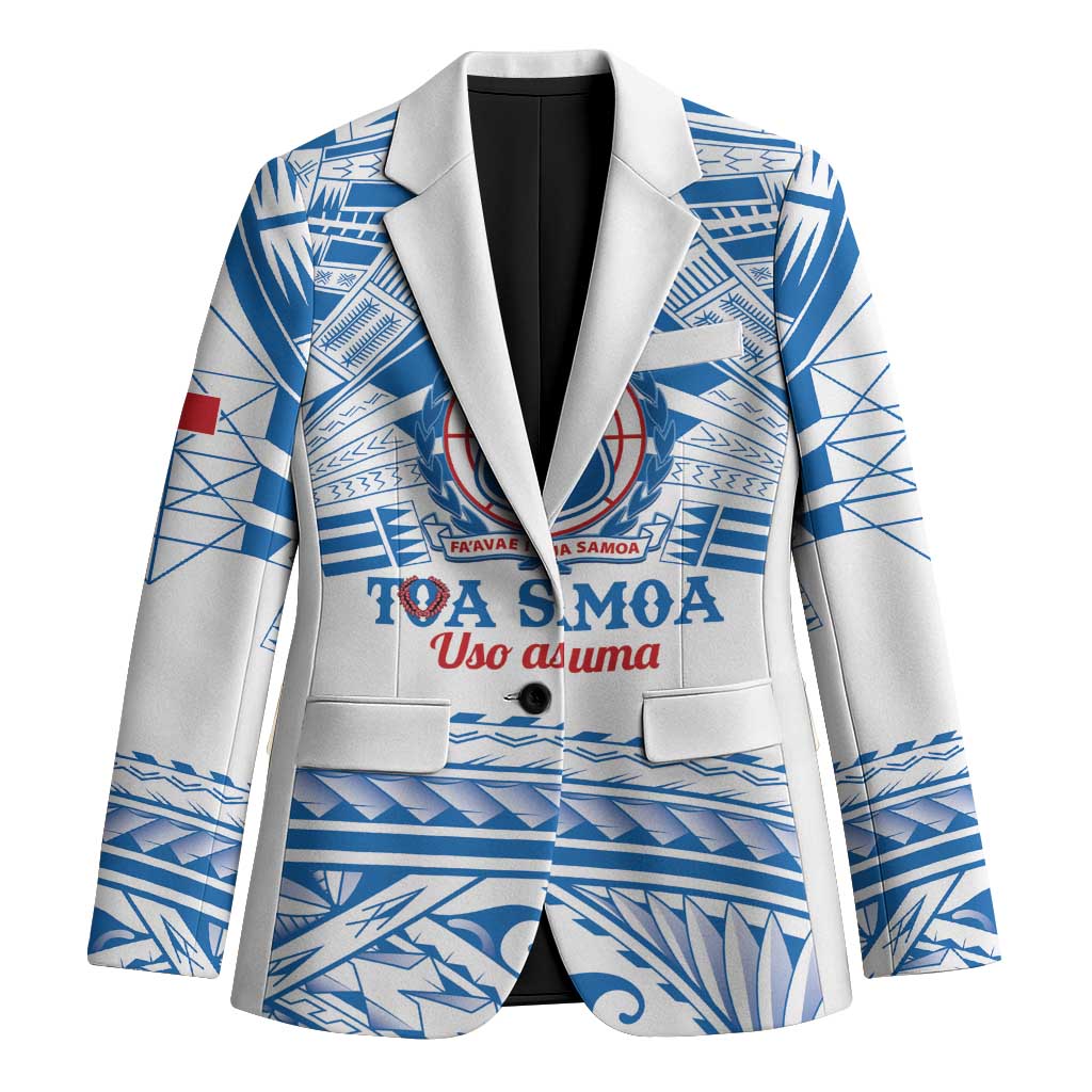 Toa Samoa Rugby Custom Blazer Uso aso uma Samoan Pattern White LT14 Unisex White - Polynesian Pride