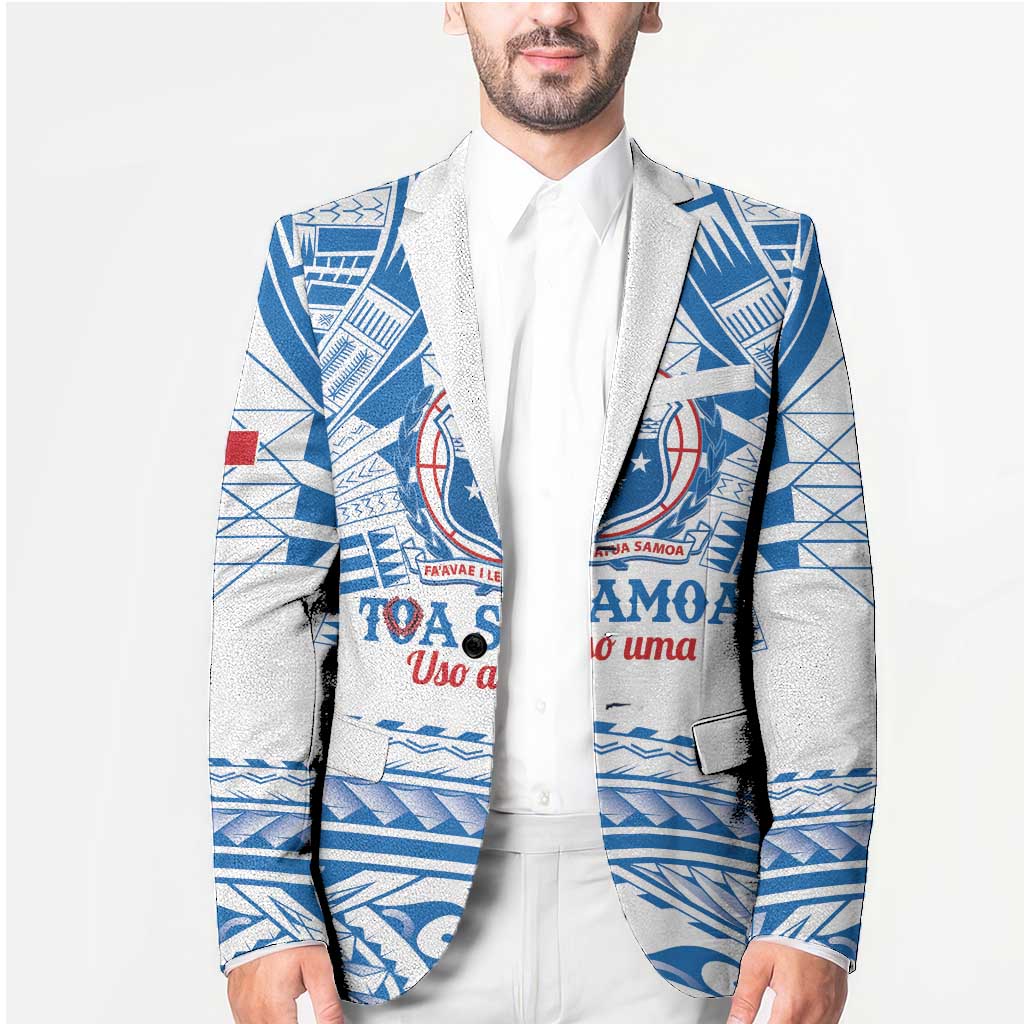 Toa Samoa Rugby Custom Blazer Uso aso uma Samoan Pattern White LT14 - Polynesian Pride