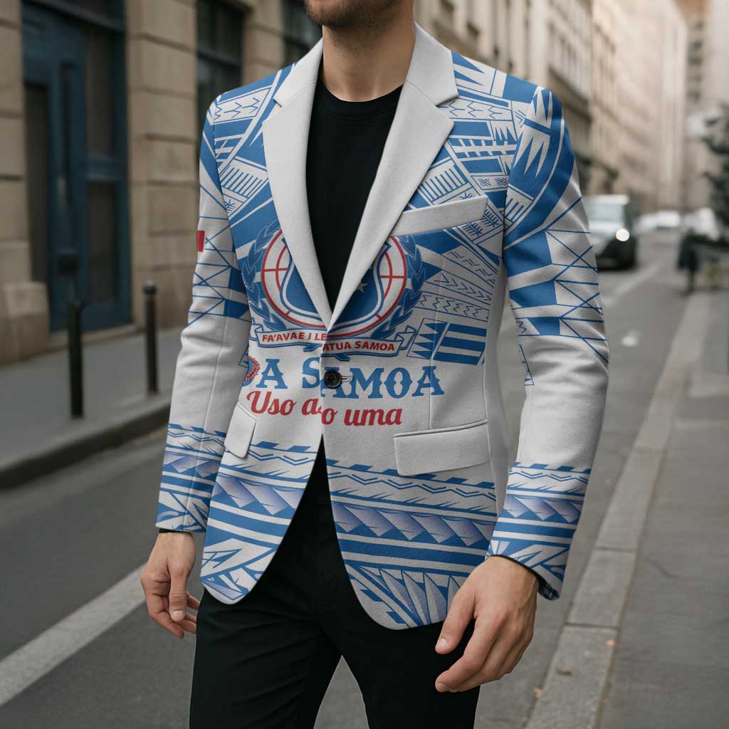 Toa Samoa Rugby Custom Blazer Uso aso uma Samoan Pattern White LT14 - Polynesian Pride