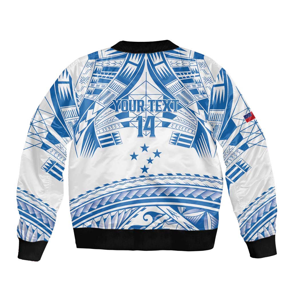 Toa Samoa Rugby Custom Bomber Jacket Uso aso uma Samoan Pattern White LT14 - Polynesian Pride