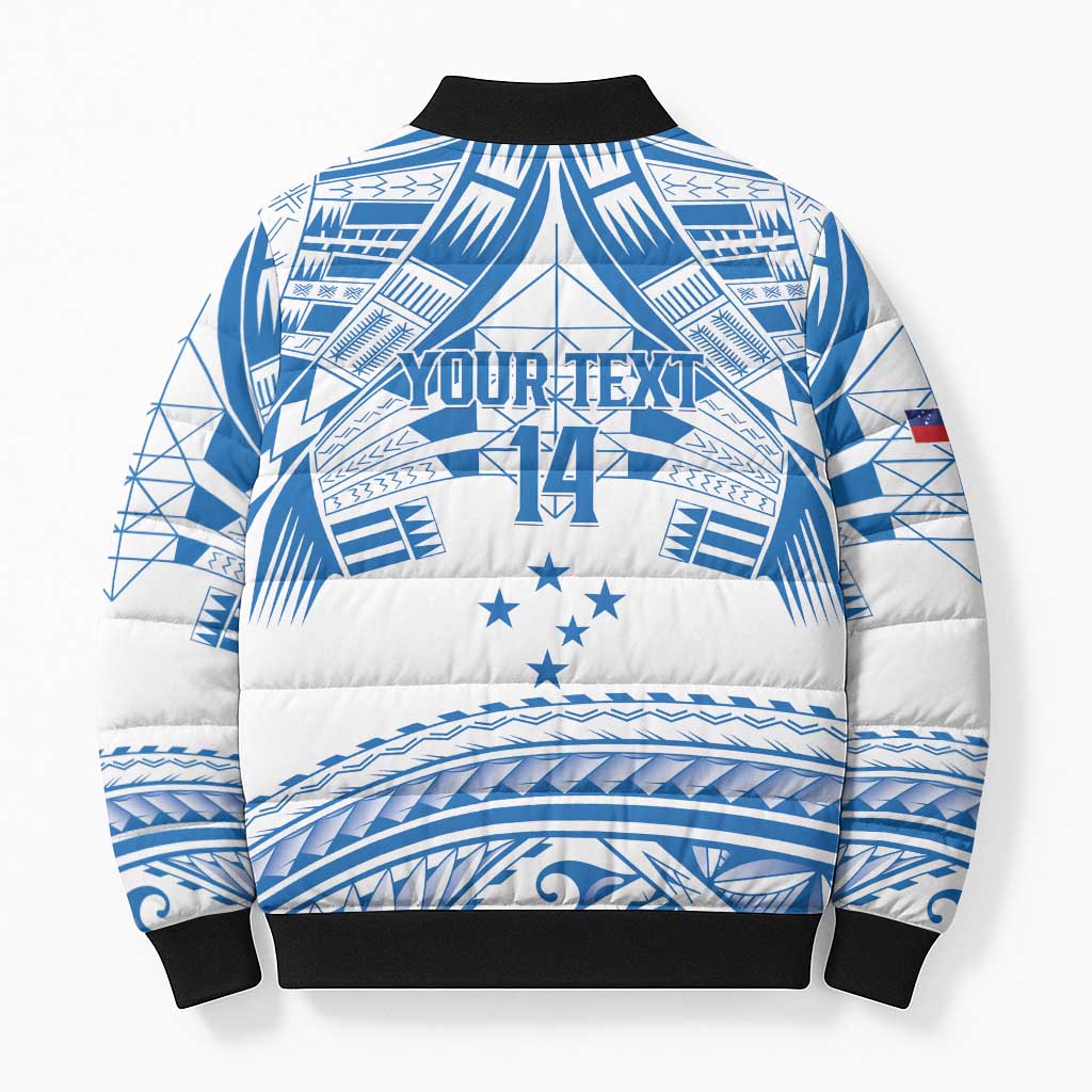 Toa Samoa Rugby Custom Bomber Puffer Jacket Uso aso uma Samoan Pattern White - Polynesian Pride