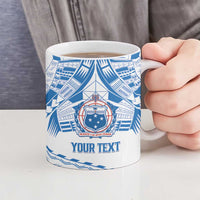 Toa Samoa Rugby Custom Ceramic Mug Uso aso uma Samoan Pattern White - Polynesian Pride