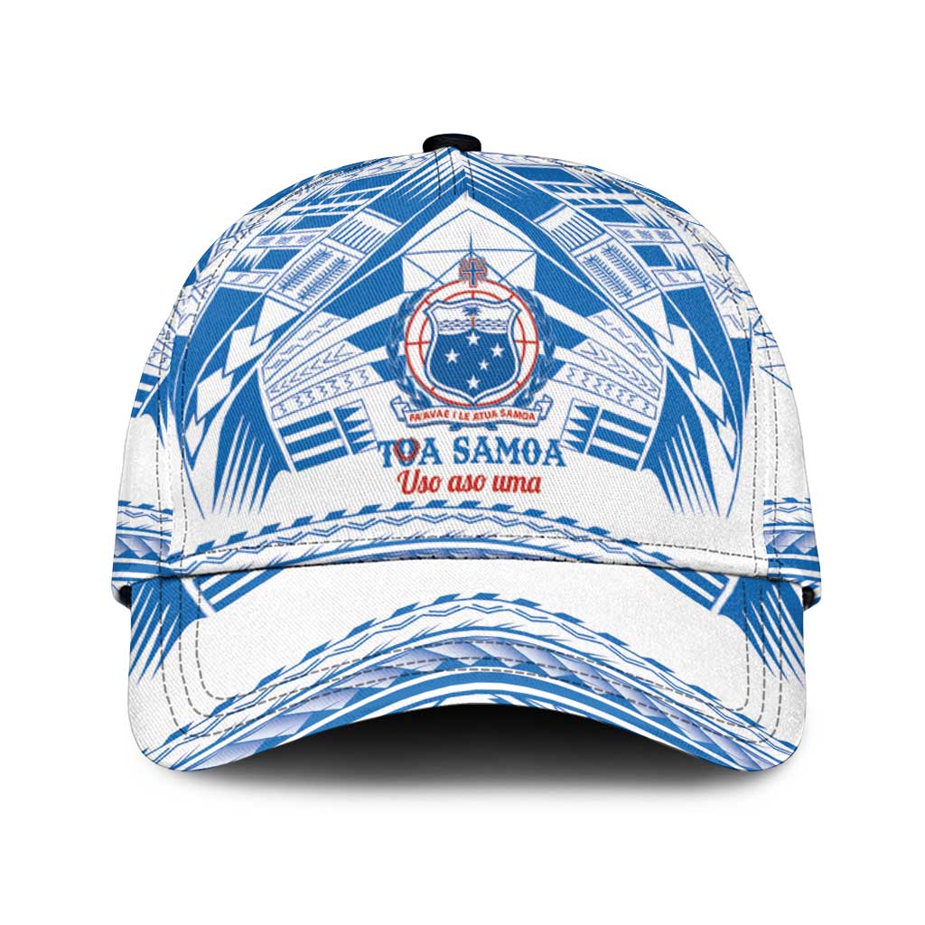 Toa Samoa Rugby Classic Cap Uso aso uma Samoan Pattern White - Polynesian Pride