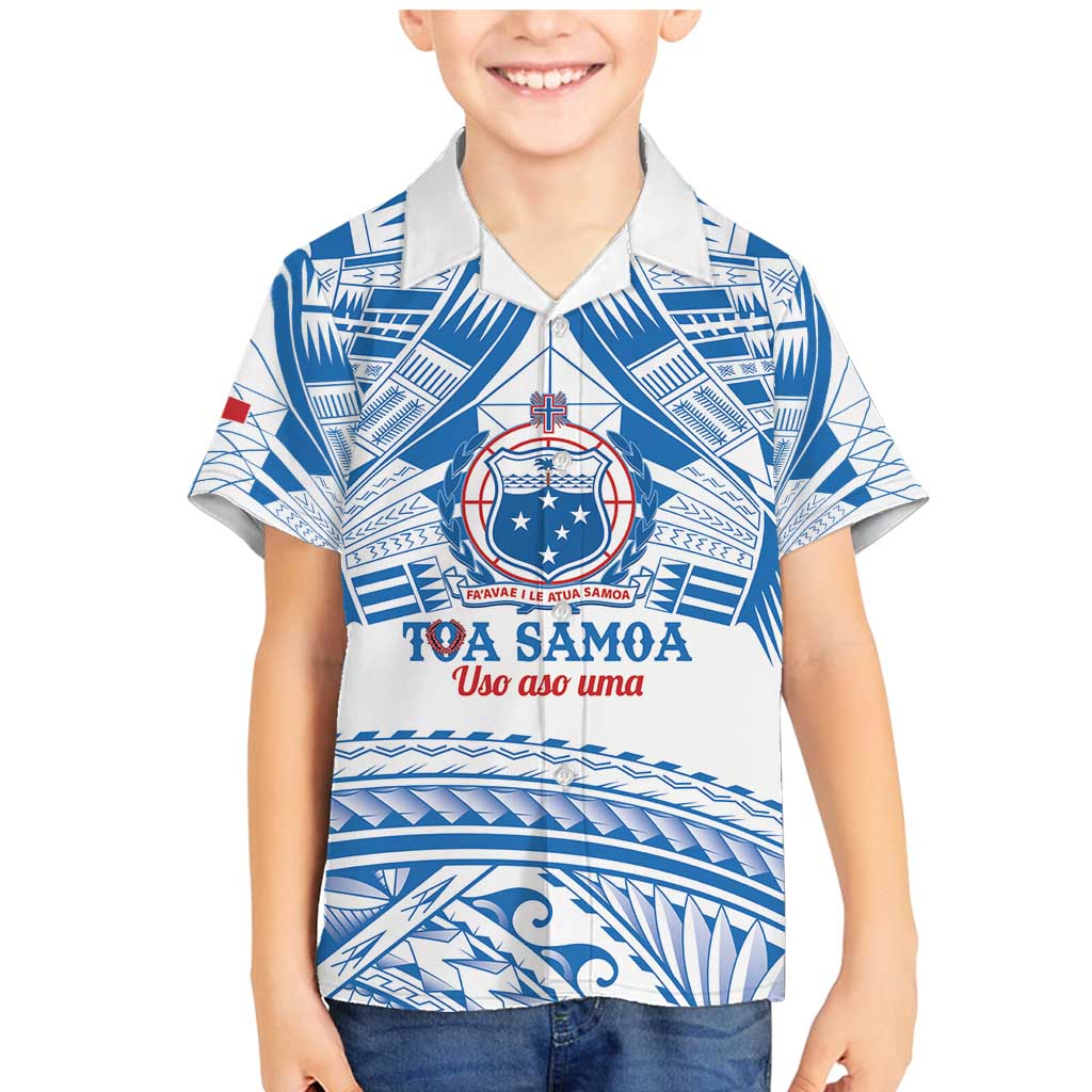 Toa Samoa Rugby Custom Family Matching Mermaid Dress and Hawaiian Shirt Uso aso uma Samoan Pattern White - Polynesian Pride