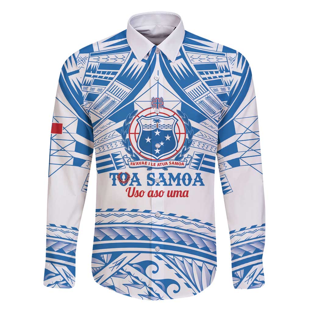 Toa Samoa Rugby Custom Family Matching Puletasi and Hawaiian Shirt Uso aso uma Samoan Pattern White - Polynesian Pride