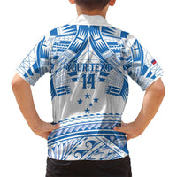 Toa Samoa Rugby Custom Family Matching Short Sleeve Bodycon Dress and Hawaiian Shirt Uso aso uma Samoan Pattern White - Polynesian Pride