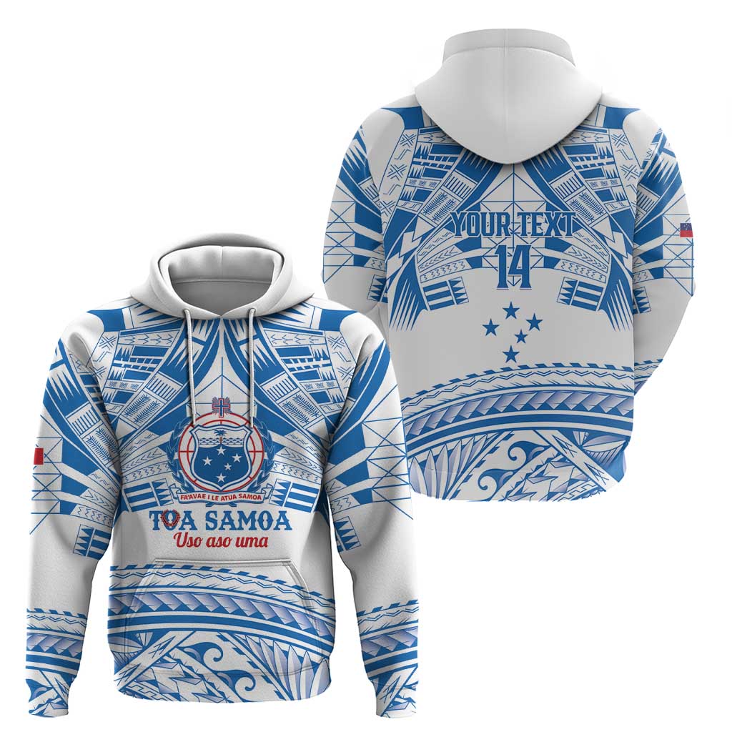 Toa Samoa Rugby Custom Hoodie Uso aso uma Samoan Pattern White - Polynesian Pride