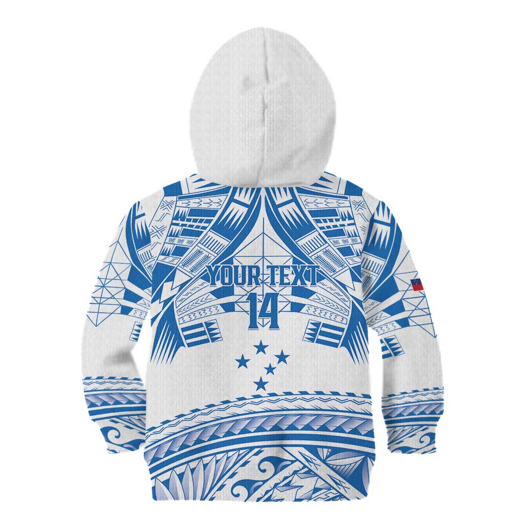Toa Samoa Rugby Custom Kid Hoodie Uso aso uma Samoan Pattern White - Polynesian Pride