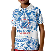 Toa Samoa Rugby Custom Kid Polo Shirt Uso aso uma Samoan Pattern White - Polynesian Pride
