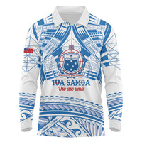 Toa Samoa Rugby Custom Long Sleeve Polo Shirt Uso aso uma Samoan Pattern White LT14 White - Polynesian Pride