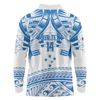 Toa Samoa Rugby Custom Long Sleeve Polo Shirt Uso aso uma Samoan Pattern White LT14 - Polynesian Pride