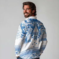 Toa Samoa Rugby Custom Long Sleeve Polo Shirt Uso aso uma Samoan Pattern White LT14 - Polynesian Pride