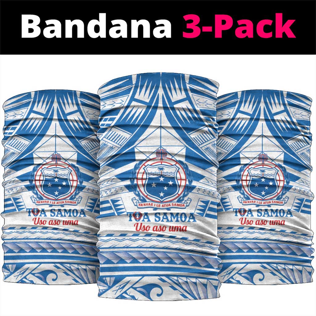 Toa Samoa Rugby Custom Neck Gaiter Uso aso uma Samoan Pattern White - Polynesian Pride