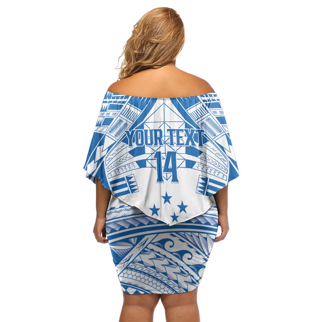 Toa Samoa Rugby Custom Off Shoulder Short Dress Uso aso uma Samoan Pattern White LT14 - Polynesian Pride