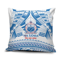 Toa Samoa Rugby Custom Pillow Cover Uso aso uma Samoan Pattern White LT14 White - Polynesian Pride