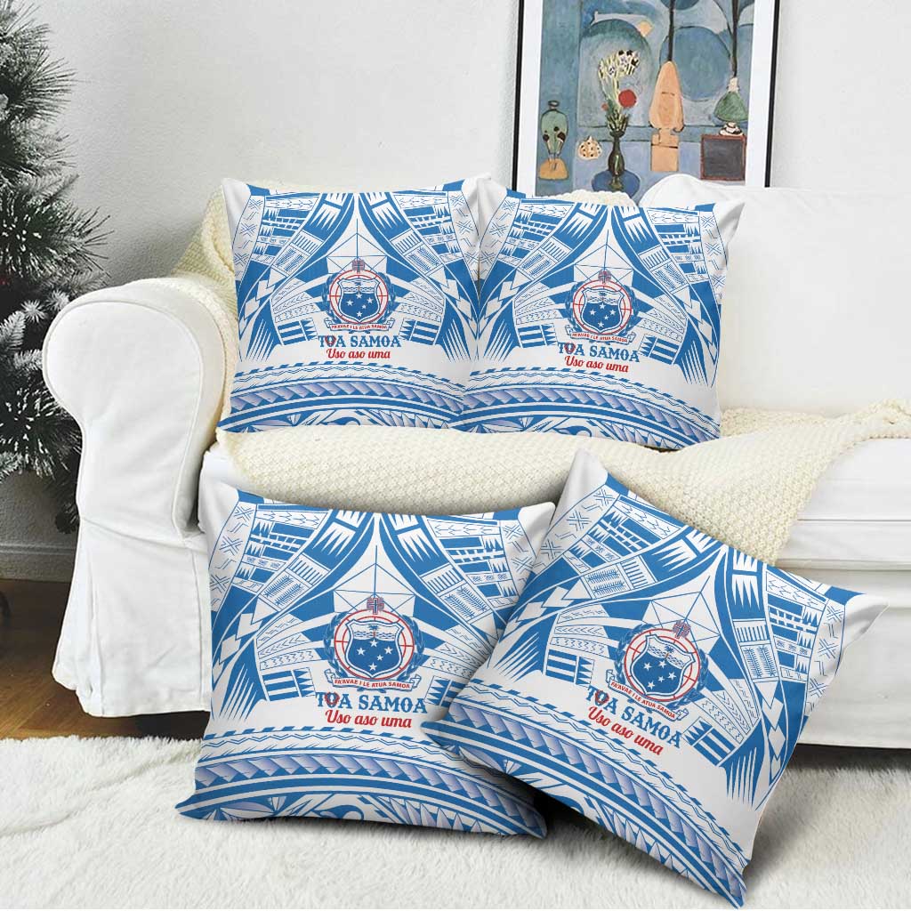 Toa Samoa Rugby Custom Pillow Cover Uso aso uma Samoan Pattern White LT14 - Polynesian Pride