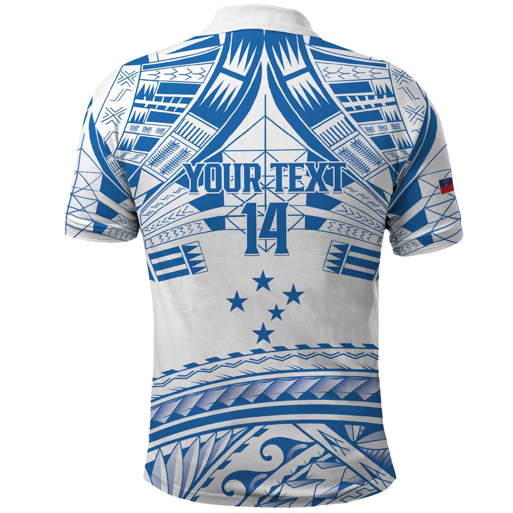 Toa Samoa Rugby Custom Polo Shirt Uso aso uma Samoan Pattern White - Polynesian Pride