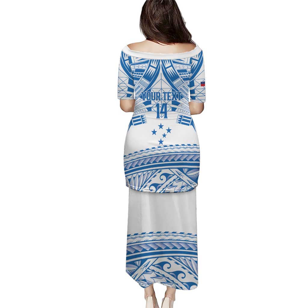 Toa Samoa Rugby Custom Puletasi Uso aso uma Samoan Pattern White LT14 - Polynesian Pride