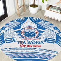 Toa Samoa Rugby Custom Round Carpet Uso aso uma Samoan Pattern White LT14 White - Polynesian Pride