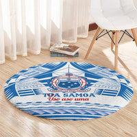 Toa Samoa Rugby Custom Round Carpet Uso aso uma Samoan Pattern White LT14 - Polynesian Pride