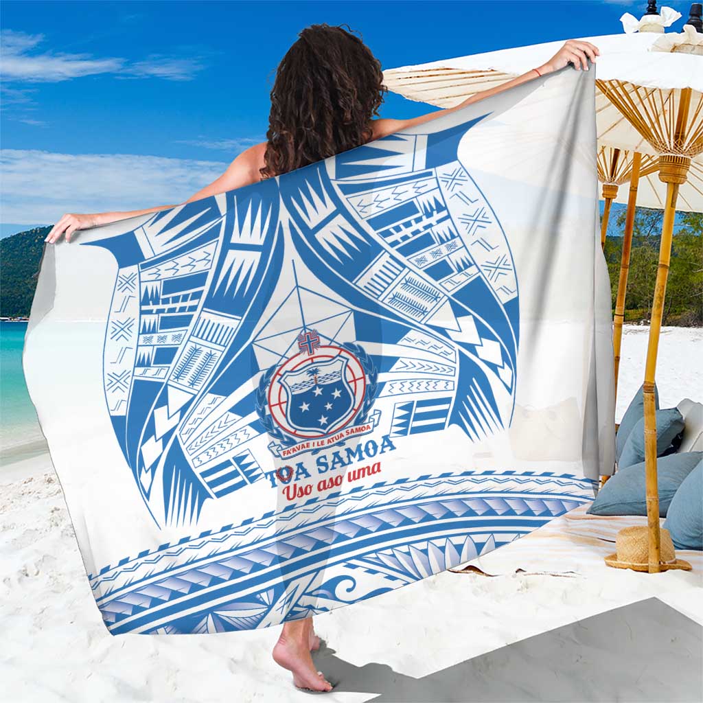 Toa Samoa Rugby Custom Sarong Uso aso uma Samoan Pattern White - Polynesian Pride