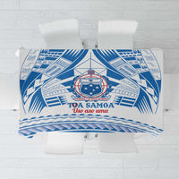Toa Samoa Rugby Custom Tablecloth Uso aso uma Samoan Pattern White LT14 White - Polynesian Pride