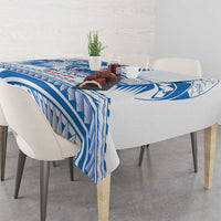 Toa Samoa Rugby Custom Tablecloth Uso aso uma Samoan Pattern White LT14 - Polynesian Pride