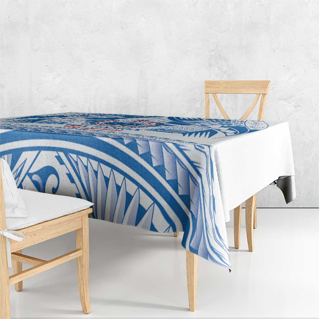 Toa Samoa Rugby Custom Tablecloth Uso aso uma Samoan Pattern White LT14 - Polynesian Pride