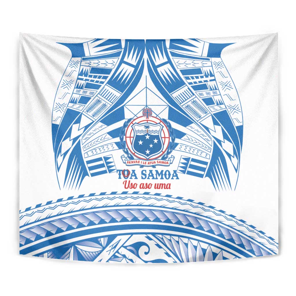 Toa Samoa Rugby Custom Tapestry Uso aso uma Samoan Pattern White LT14 - Polynesian Pride
