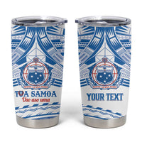 Toa Samoa Rugby Custom Tumbler Cup Uso aso uma Samoan Pattern White - Polynesian Pride