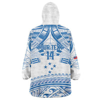 Toa Samoa Rugby Custom Wearable Blanket Hoodie Uso aso uma Samoan Pattern White - Polynesian Pride