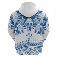Toa Samoa Rugby Custom Zip Hoodie Uso aso uma Samoan Pattern White - Polynesian Pride